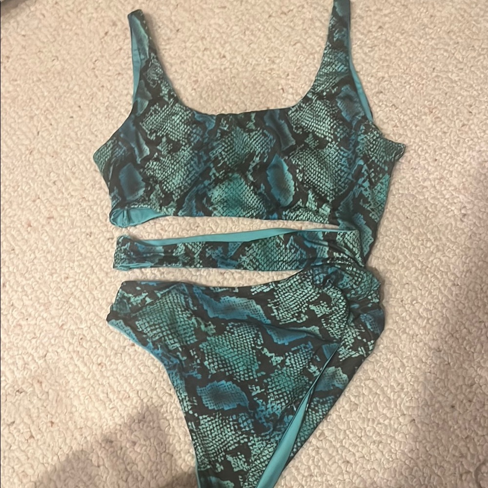 Revolve super down body suit snake skin